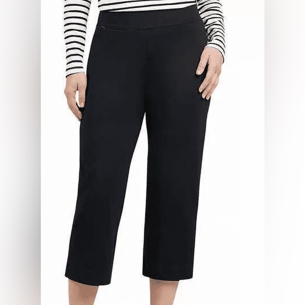Lands End Shore Stretch Knit Capri Pants in Black Women's Size Small Brand New